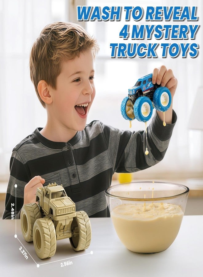 IJIGU Monster Truck Toys for 3 4 5 6 7 Year Old Boys, Wash to Reveal 4 Vehicles with Realistic Mud Paint, Push and Go Toddler Toys, Ideal Christmas, Birthday Gifts for Kids - Image 5